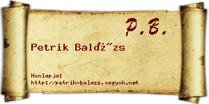 Petrik Balázs névjegykártya